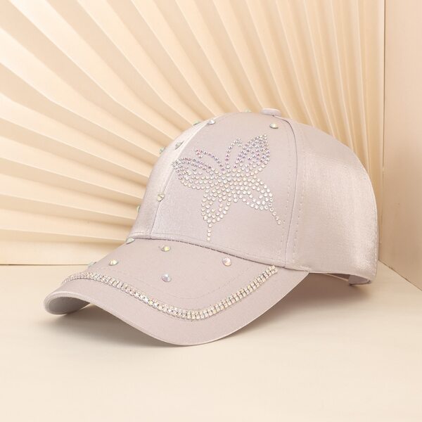 

Rhinestone Butterfly Decor Baseball Cap, White