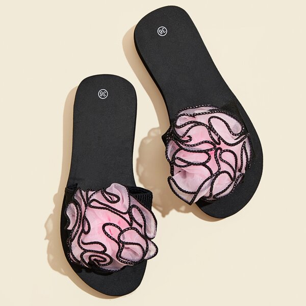 

Floral Decor Open Toe Slides, Pink