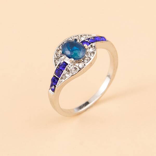 

Rhinestone Decor Ring, Silver