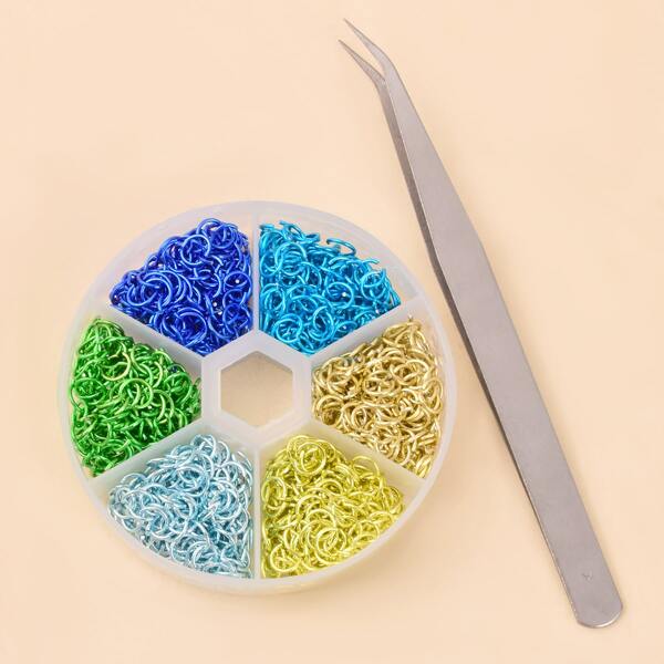 

1box DIY Jewelry Accessories & 1pc Tweezers, Multicolor