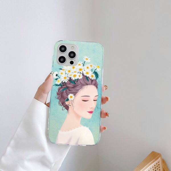 

Girl & Flower Painted Phone Case, Multicolor