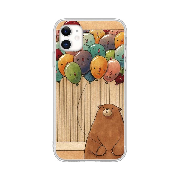 

Cartoon Bear With Balloon Print Phone Case, Multicolor