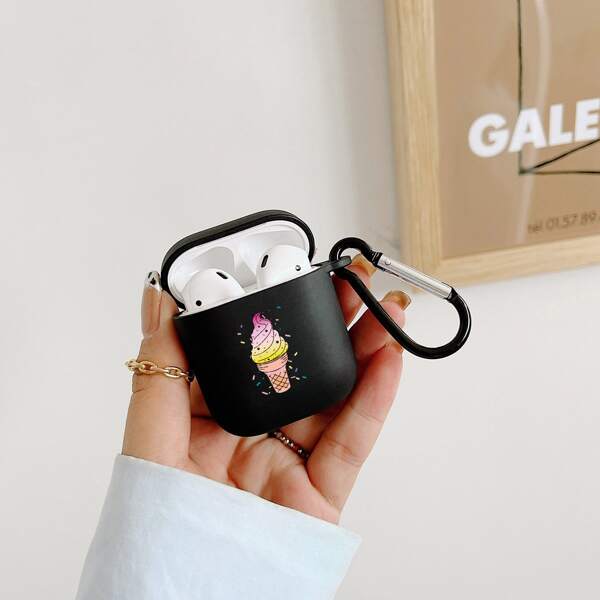 

Чехол для Airpods с узором мороженого, Чёрный