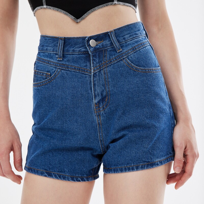 

High Waisted Wide Leg Denim Shorts, Medium wash