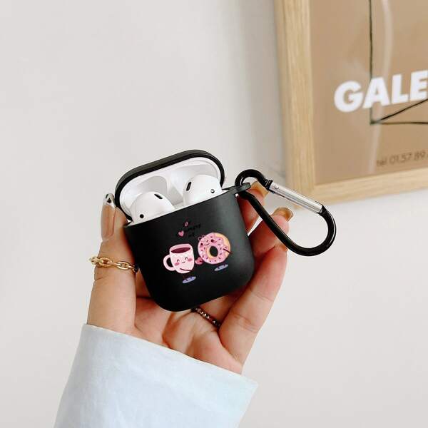 

Coffee & Donut Print AirPods Case, Black