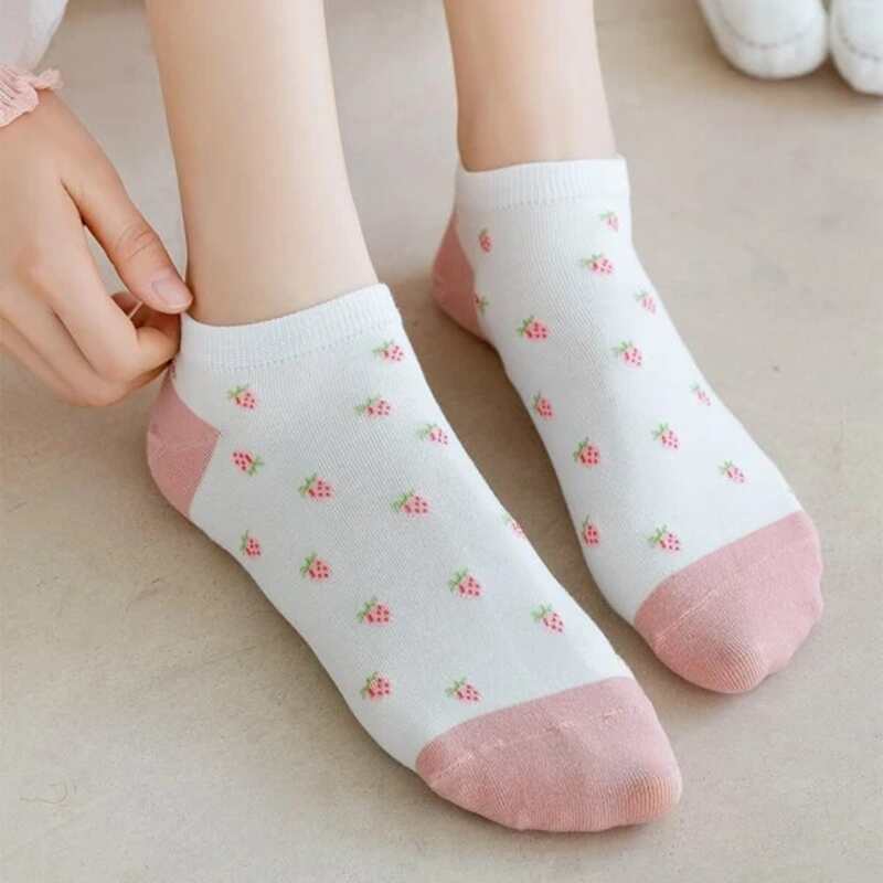 

6pairs Fruit & Flower Pattern Ankle Socks, Multicolor