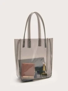 Clear Tote Bag - Black - View 2
