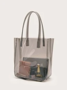 Clear Tote Bag - Black - View 3