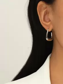 Minimalist Geometric Earrings - Silver - View 2