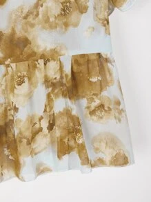 Plus Floral Print Tie Back Peplum Blouse - Multicolor - View 5