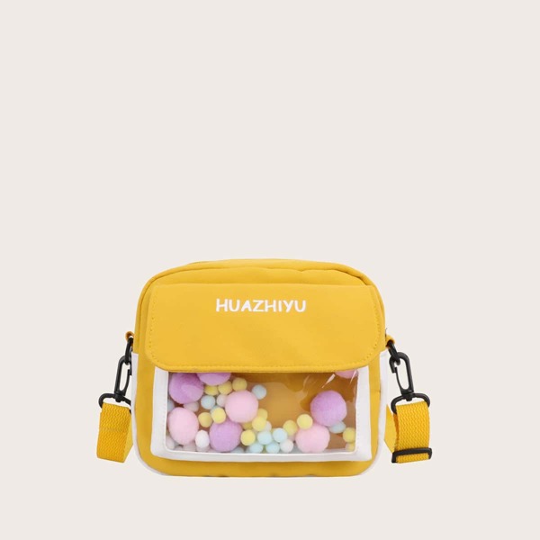 

Clear Pocket Front Two Tone Crossbody Bag, Yellow