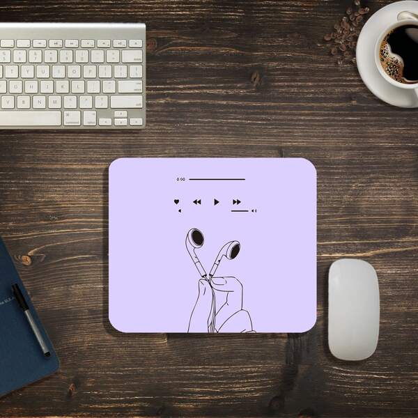 

Earphone Pattern Mouse Pad, Purple