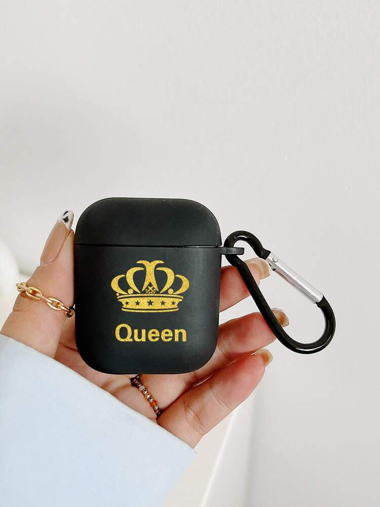 Queen Crown Print AirPods Case - Black - View 2