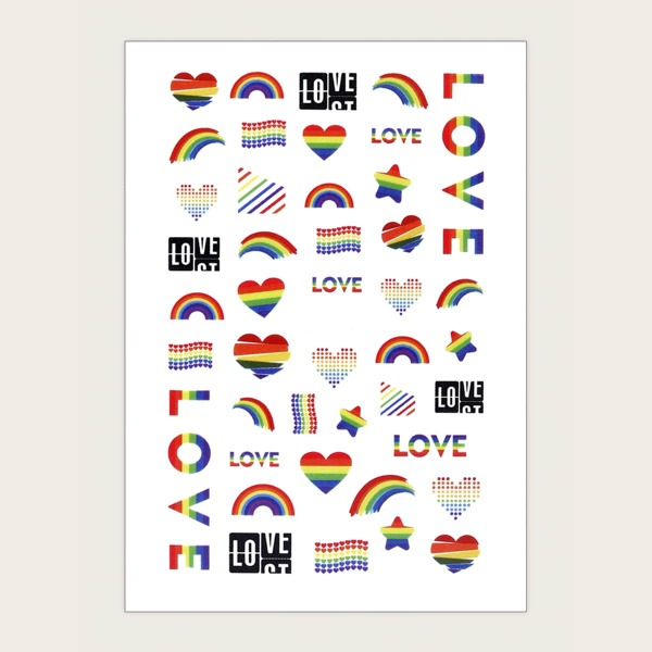 

1sheet LGBT Heart Pattern Nail Art Sticker, Multicolor