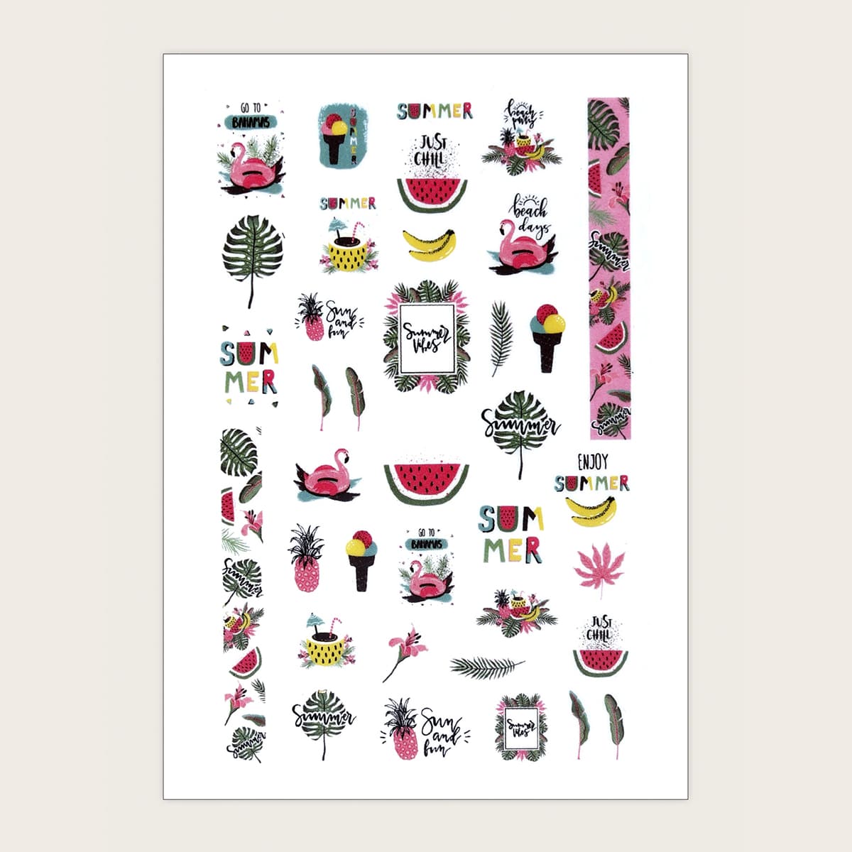

1sheet Flamingo Pattern Nail Art Sticker, Multicolor