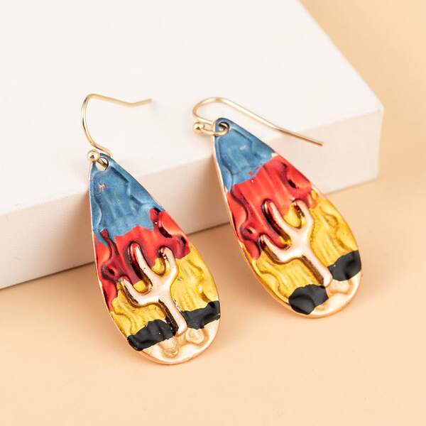 

Colorblock Water-drop Earrings, Multicolor