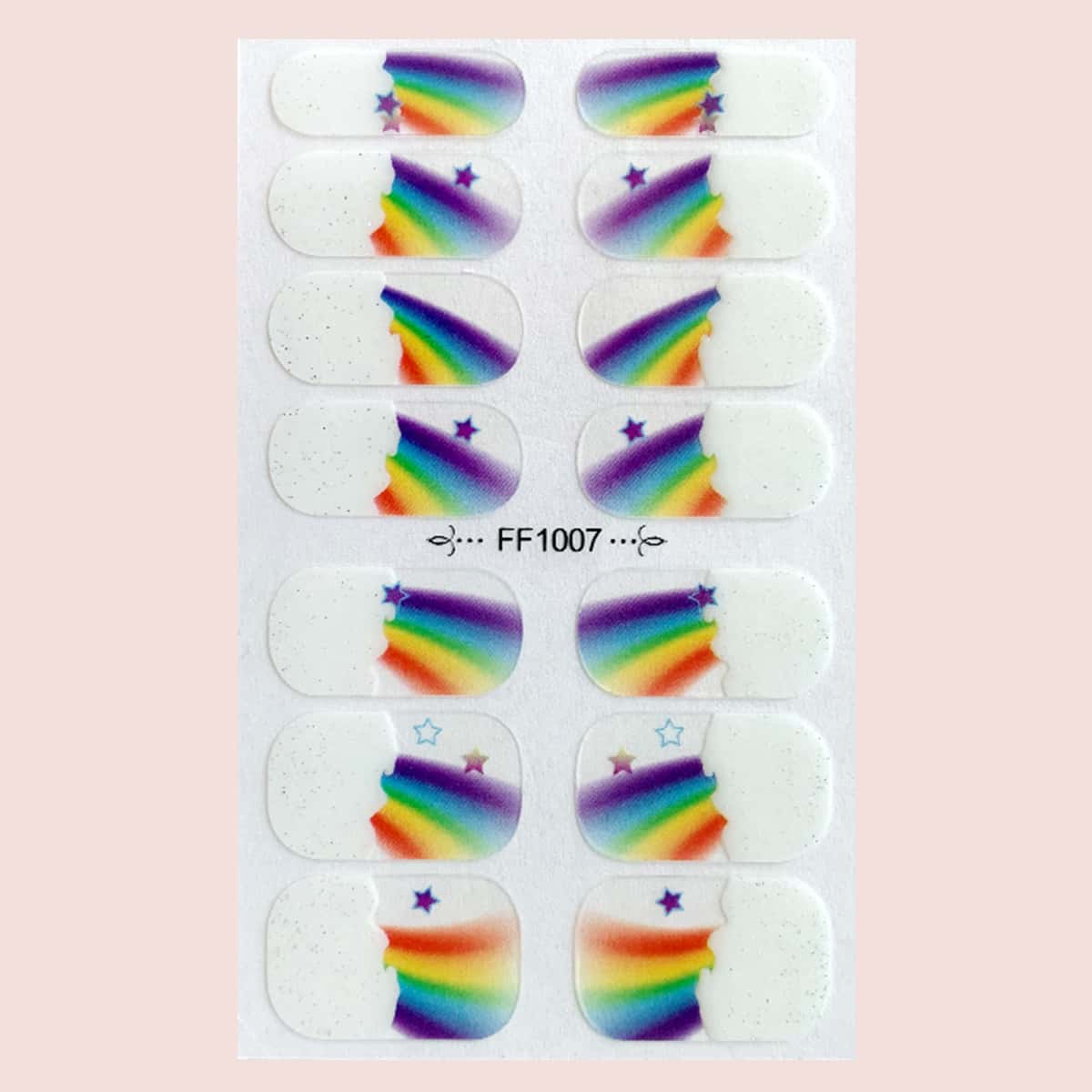 

1sheet Rainbow Nail Art Sticker, Multicolor