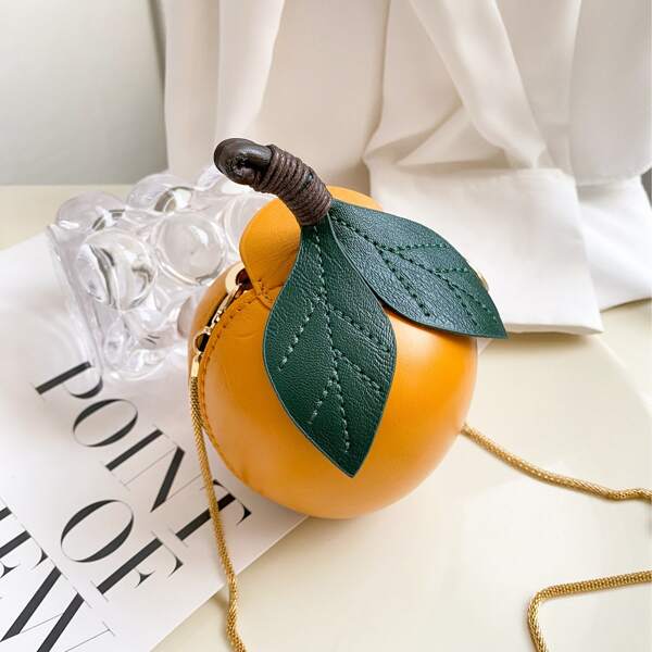 

Girls Mini Fruit Design Chain Crossbody Bag, Orange