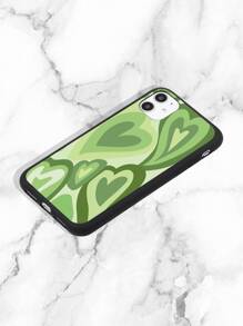 Carcasa Para Teléfono Con Estampado De Corazón - Verde - Ver 2