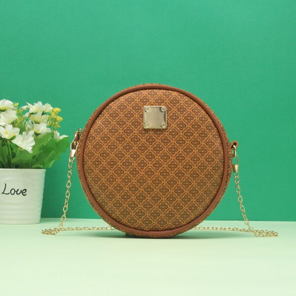 

Graphic Chain Circle Bag, Brown