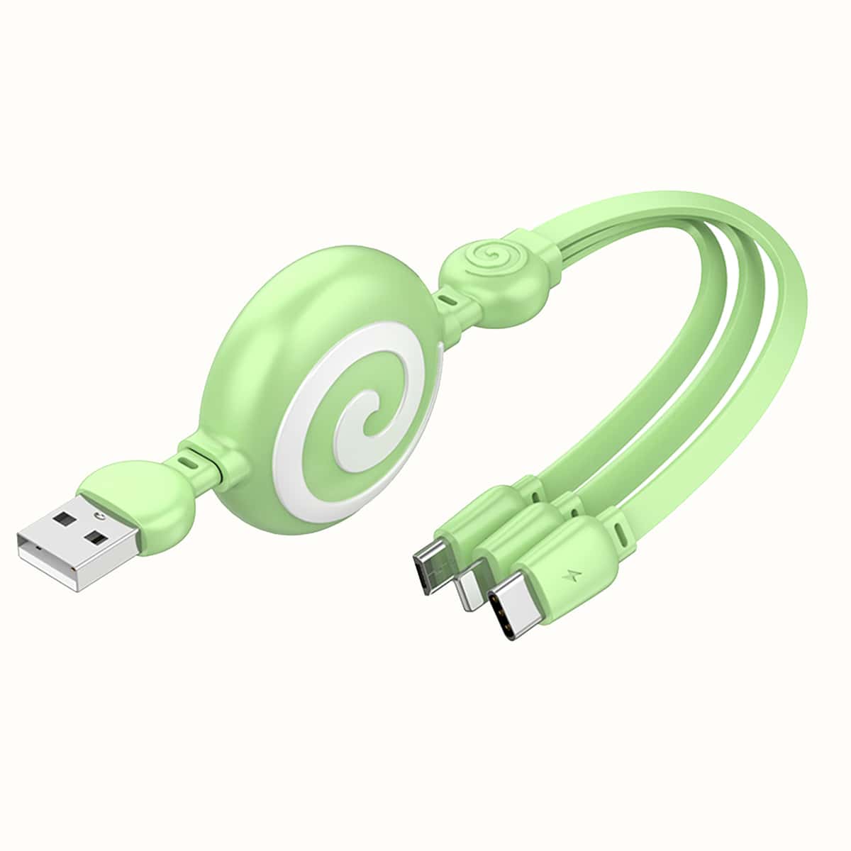 

3 In 1 Phone Data Cable, Mint green