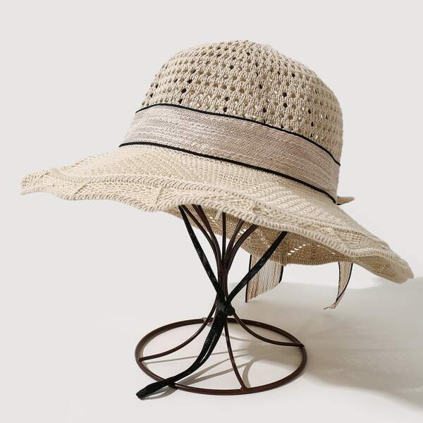 

Bow Tie Hollow Hat, Beige