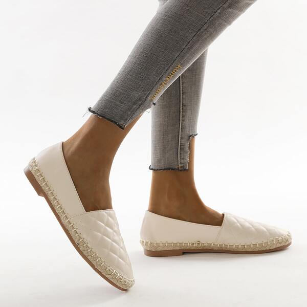 

Quilted Espadrille Flats, Beige