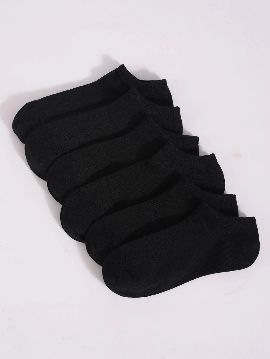 6pairs Men Solid Ankle Socks - Black - View 1
