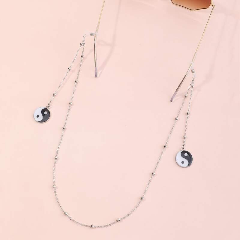 

1pc Yin & Yang Decor Glasses Chain, Silver