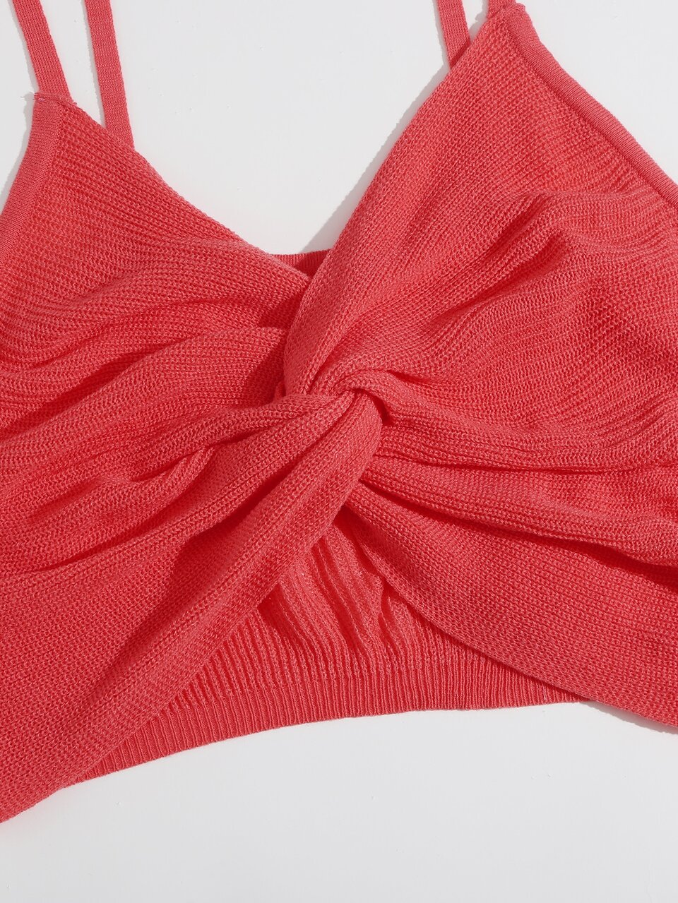 Plus Solid Twist Front Cami Knit Top