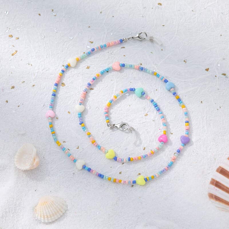 

1pc Heart Beaded Glasses Chain, Multicolor