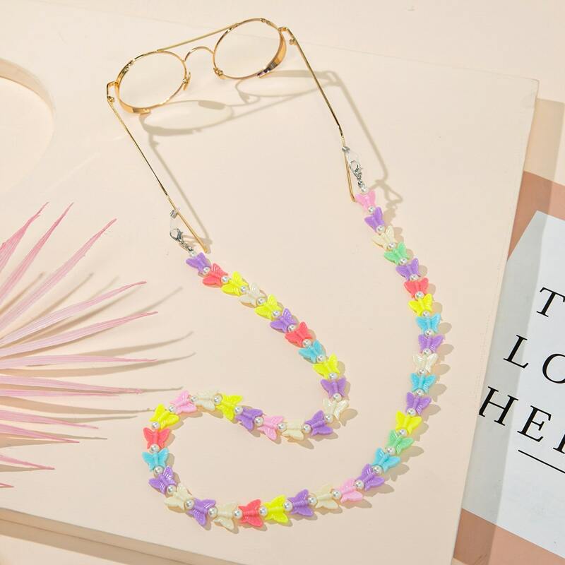 

1pc Butterfly Glasses Chain, Multicolor