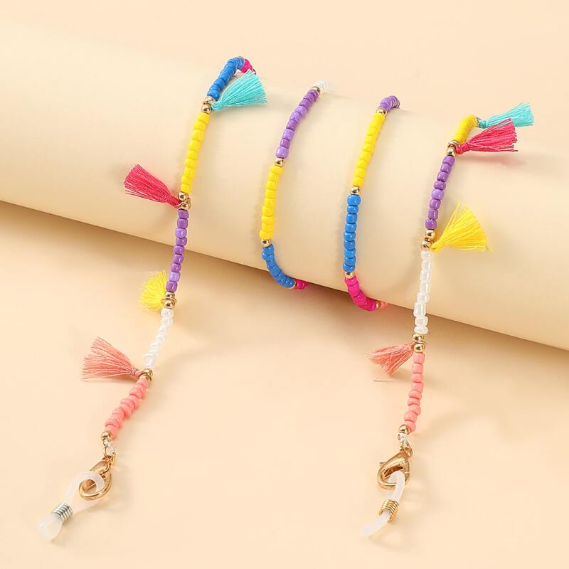 

1pc Tassel Beaded Glasses Chain, Multicolor