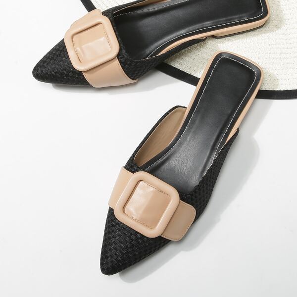 

Bow Decor Flat Mules, Black