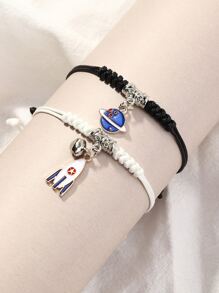 2 chiếc vòng tay bện quyến rũ Planet - Nhiều màu - Xem 2