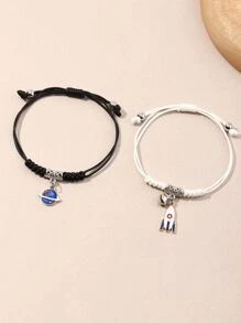 2 chiếc vòng tay bện quyến rũ Planet - Nhiều màu - Xem 3