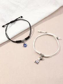 2 chiếc vòng tay bện quyến rũ Planet - Nhiều màu - Xem 4