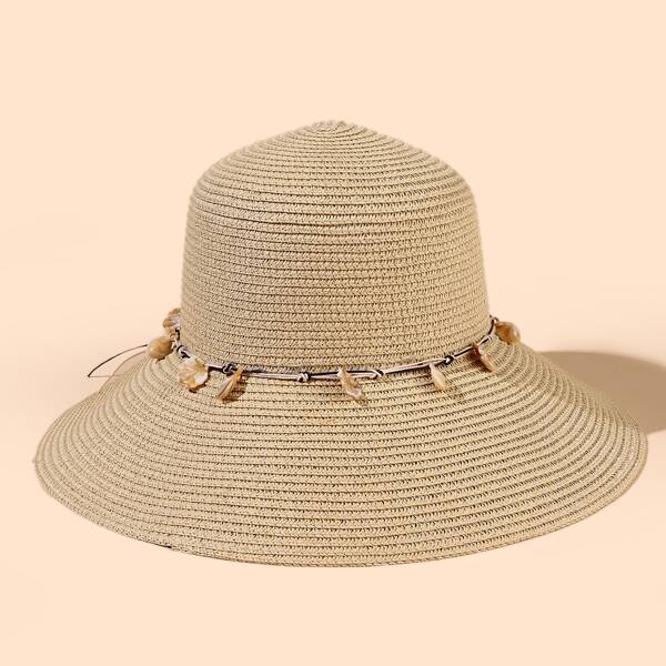 

Shell Decor Hat, Beige