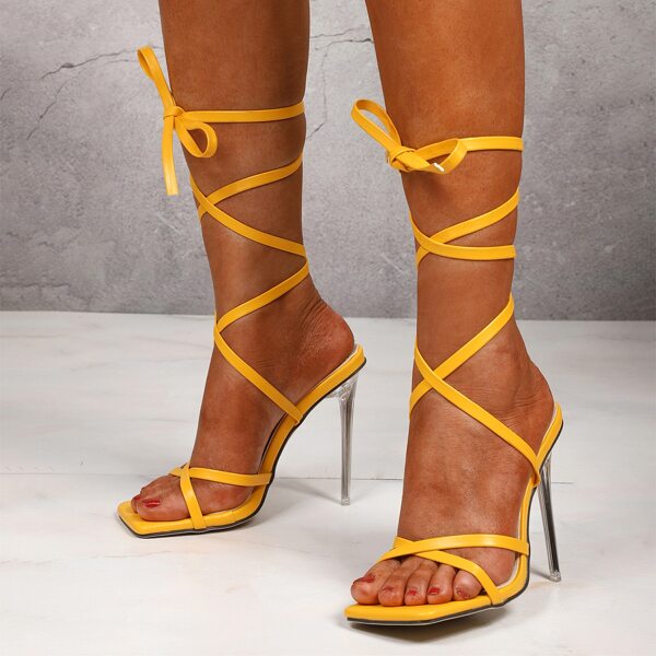 

Tie Leg Stiletto Heeled Sandals, Yellow