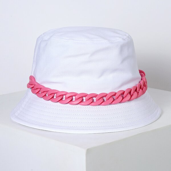 

Chain Decor Bucket Hat, White