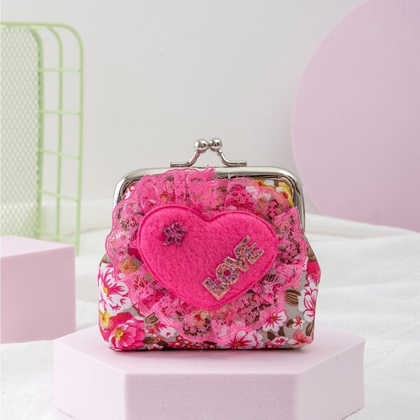 

Girls Floral Graphic Kiss Lock Coin Case, Multicolor