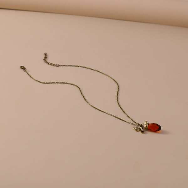 

Zircon Pendant Necklace, Bronze