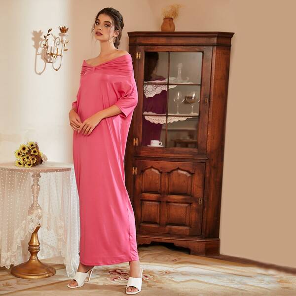 

Ruched Off The Shoulder Dress, Pink