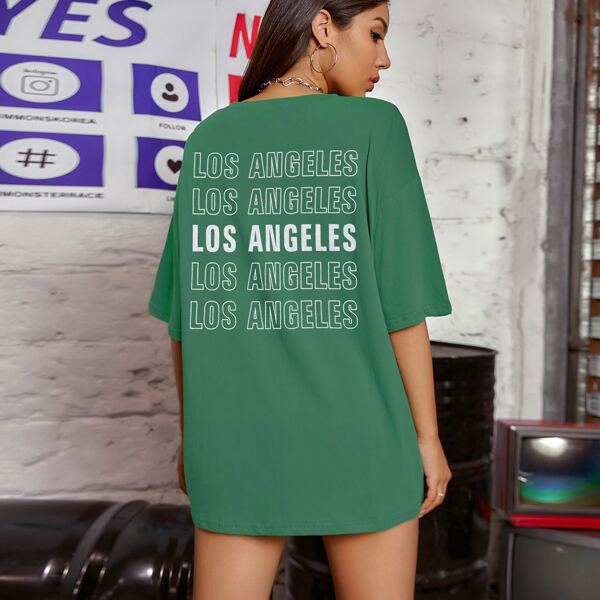 

Letter Graphic Drop Shoulder Tee, Green