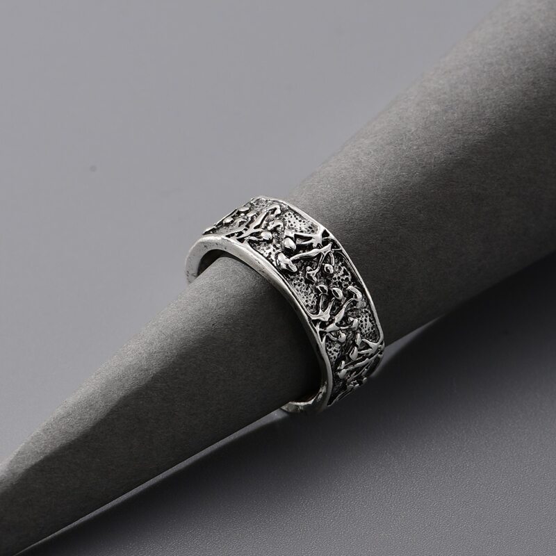 

Plant Engraved Ring, Antique silver