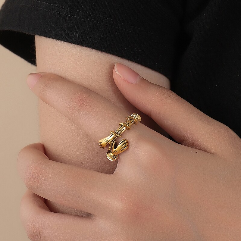 

Hand Cuff Ring, Gold