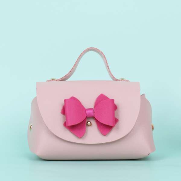 

Girls Bow Decor Satchel Bag, Pink
