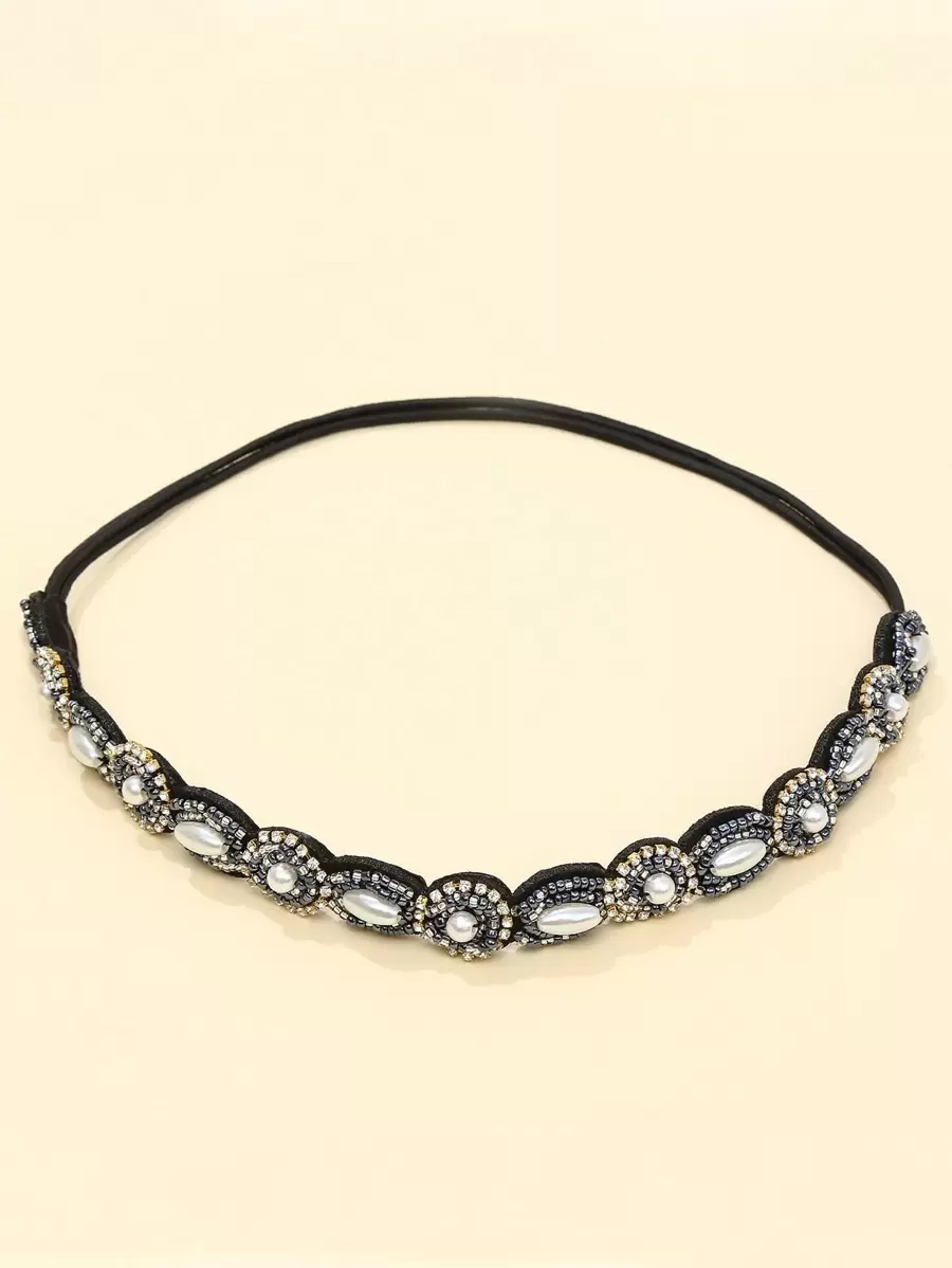 Royal Rhinestone Decor Hair Band Tiaras Headband Turban Headband Sweatband, Hairband - Multicolor - View 1