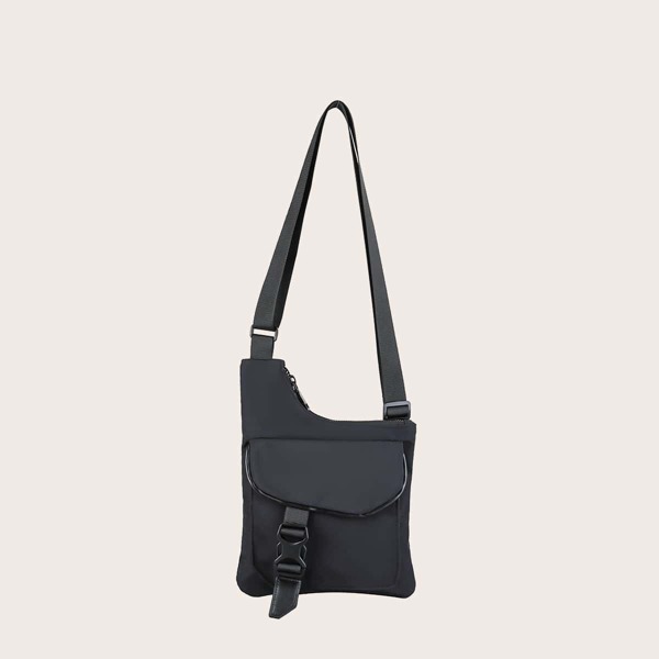 

Men Buckle Decor Crossbody Bag, Black