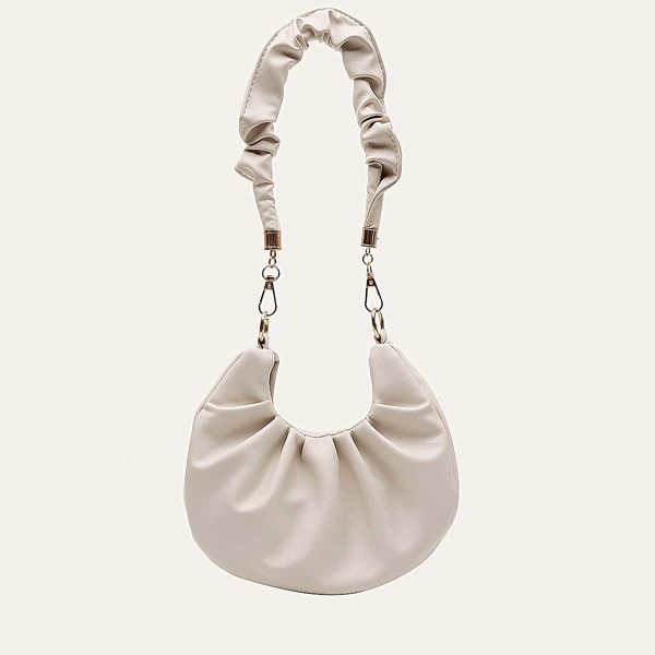 

Minimalist Ruched Shoulder Bag, Beige